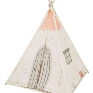 Teepee de madera con alfombra acolchada mod. CASITA BEIGE
