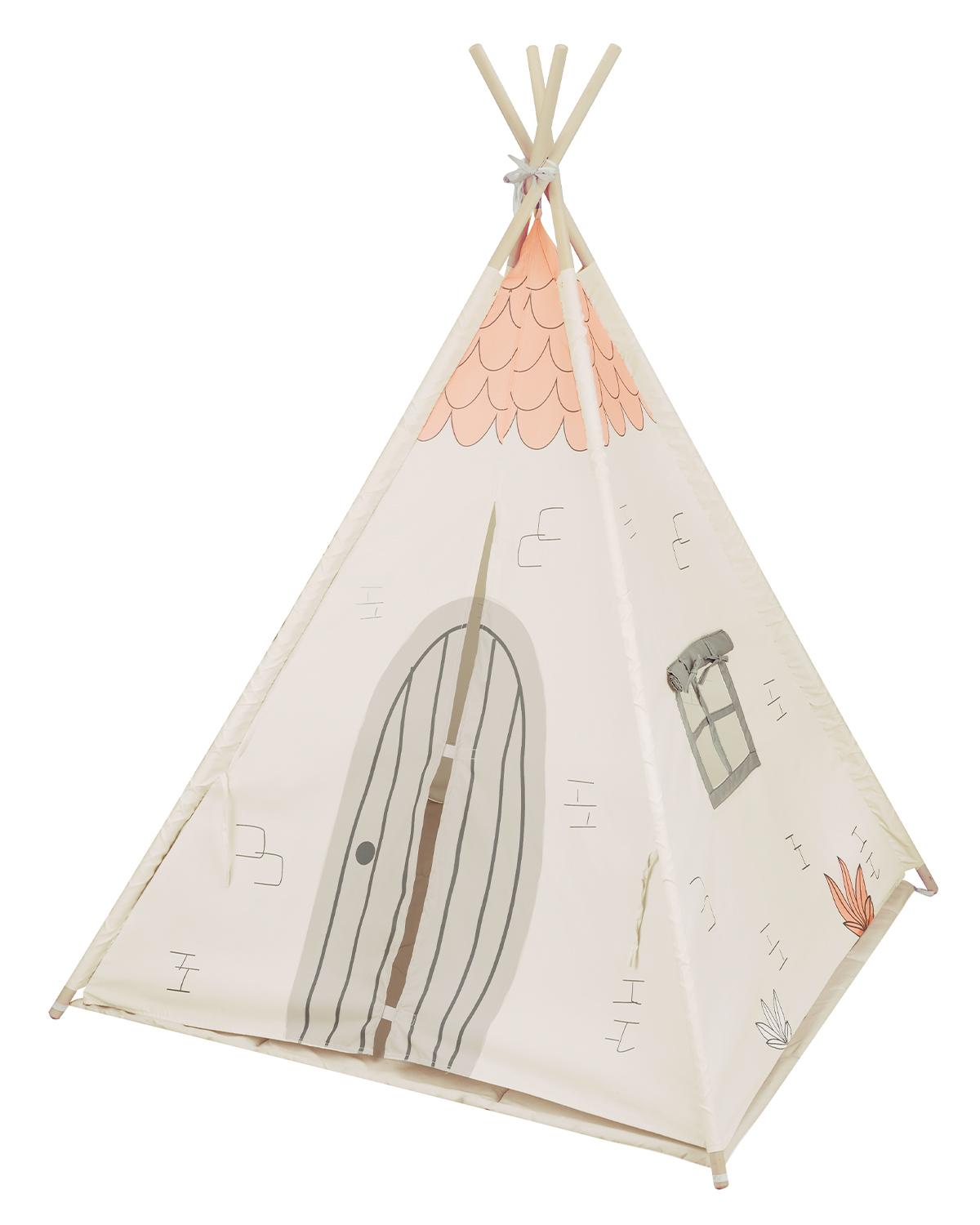 Teepee de madera con alfombra acolchada mod. CASITA BEIGE