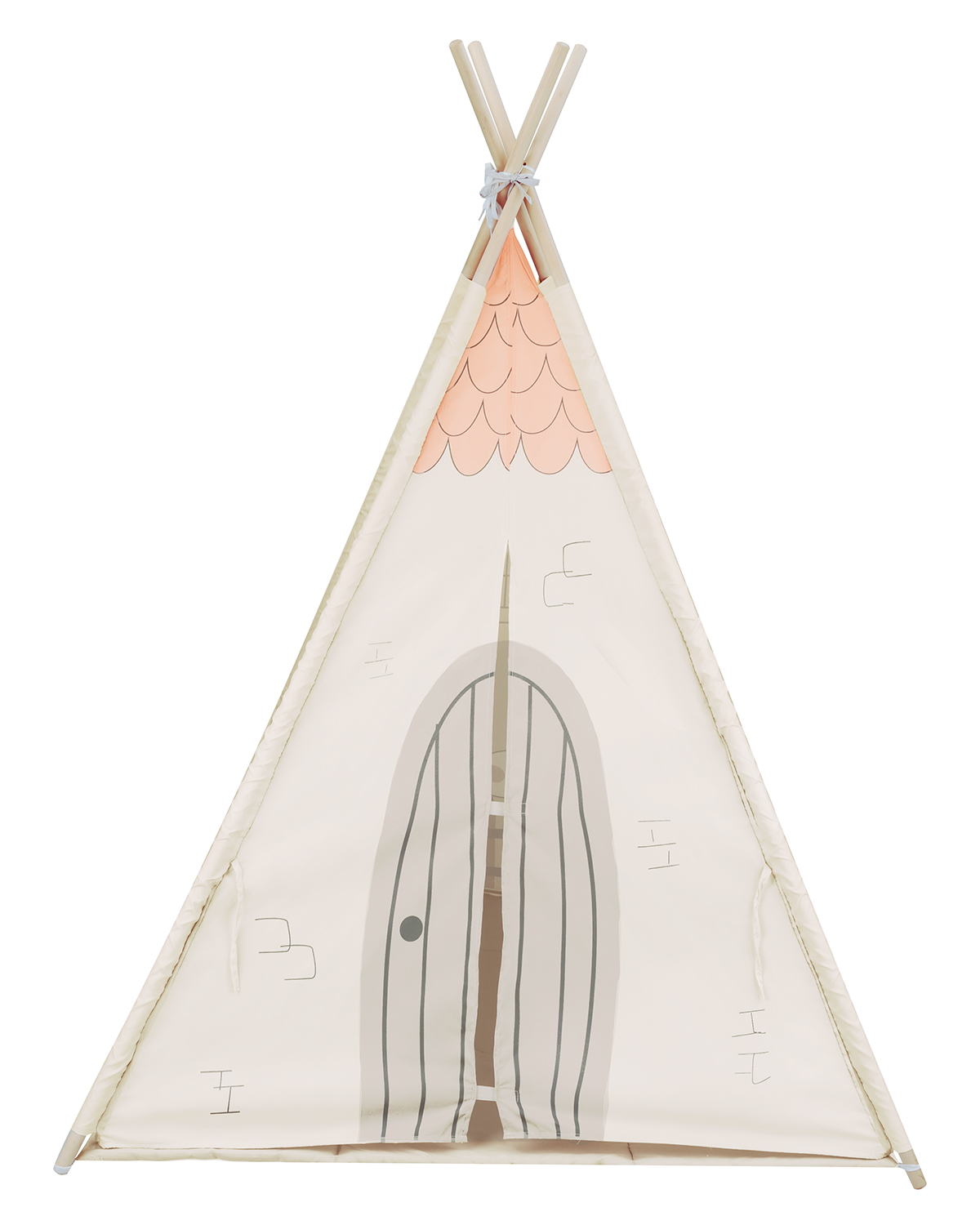 Teepee de madera con alfombra acolchada mod. CASITA BEIGE - Imagen 4