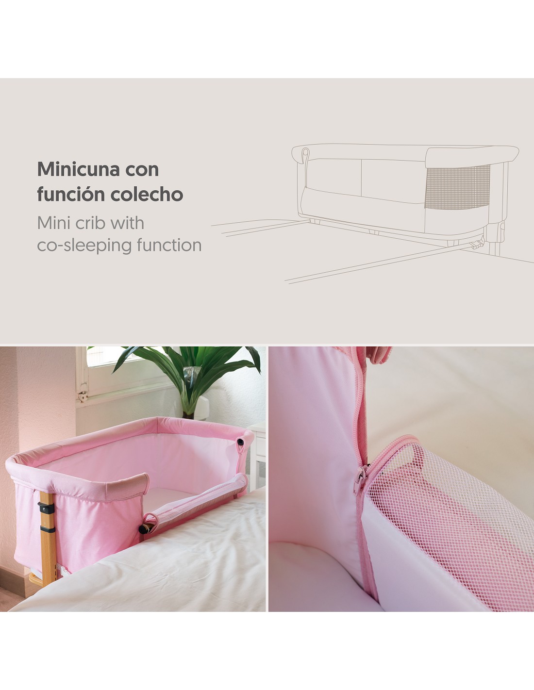 Minicuna colecho STUCK TO ME Rosa - Imagen 6