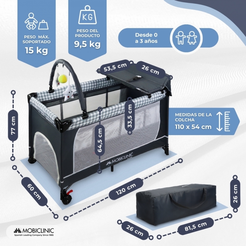 Cuna de viaje con cambiador 3 en 1 Caelum Mobiclinic - Imagen 3