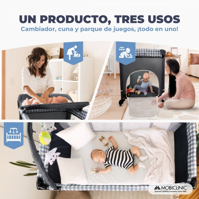 Cuna de viaje con cambiador 3 en 1 Caelum Mobiclinic - Imagen 4