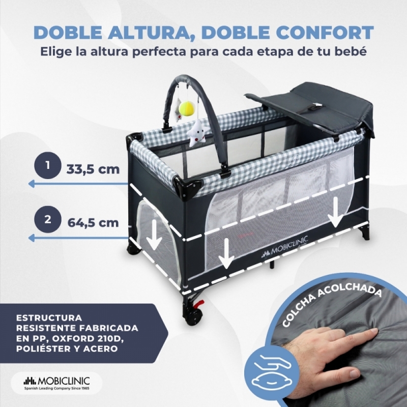 Cuna de viaje con cambiador 3 en 1 Caelum Mobiclinic - Imagen 7