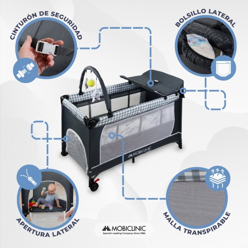 Cuna de viaje con cambiador 3 en 1 Caelum Mobiclinic - Imagen 2